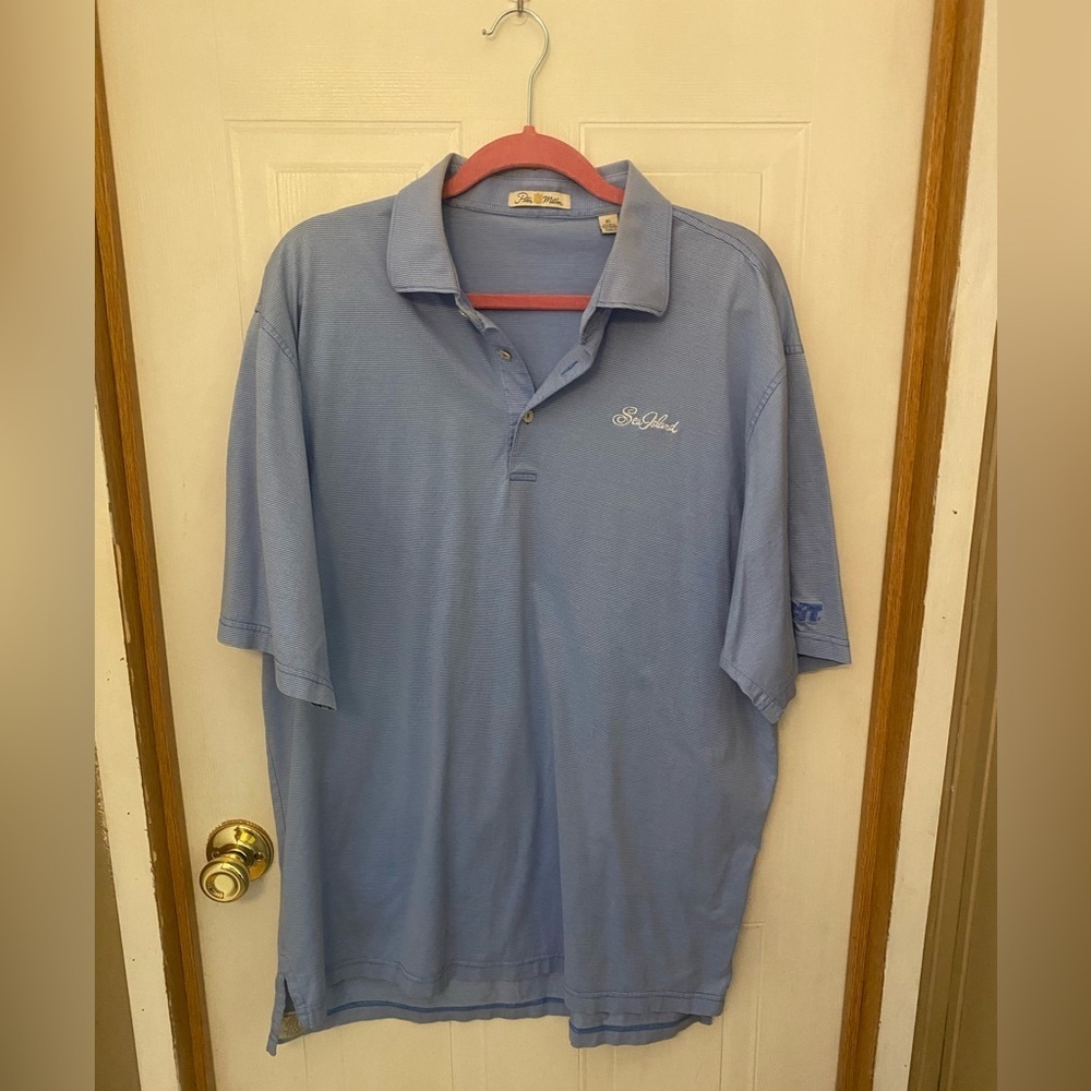 Peter Millar Light Blue Polo Shirt with Embroidered Script